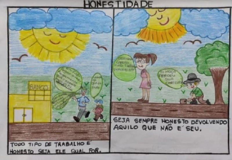 Desenho de Graziele Lúcia Borges, que venceu o prêmio em 2020, na categoria 4º ano
