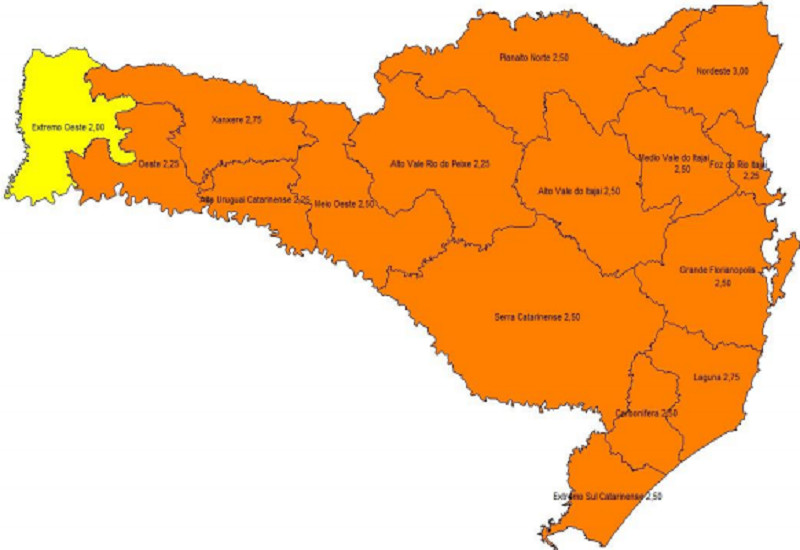 Apenas a região do Extremo Oeste permanece no nível alto