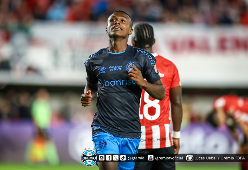 Nathan Fernandes fez o gol da vitória gremista. Foto: Lucas Uebel/Grêmio