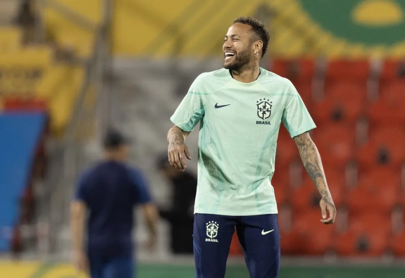 Neymar no último treino da seleção brasileira (Foto: Lucas Figueiredo / CBF)