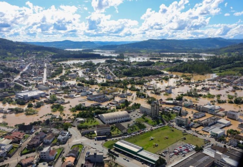 Registro aéreo da cidade de Taió no dia 09/10/2023. Foto: Roberto Zacarias / Secom