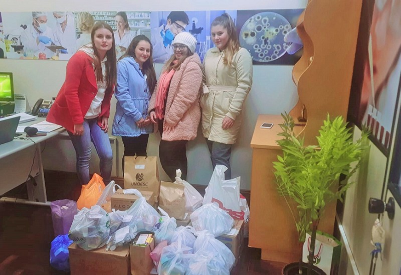 Acadêmicos recolheram 875 caixas de medicamentos vencidos. Foto: Ascom Unoesc/Divulgação