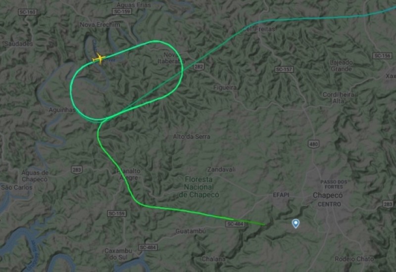 Imagem do site Flightradar24 mostra a rota da aeronave – Foto: Flightradar24/Reprodução