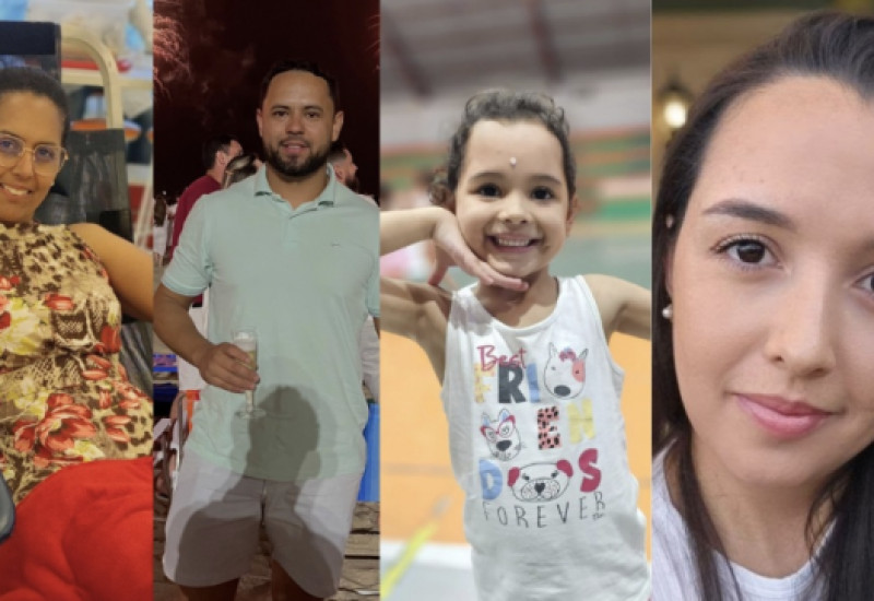 Claudia, Ronaldo, Heloísa e Kayra, vítimas do grave acidente (Foto: Divulgação/Oeste Mais)