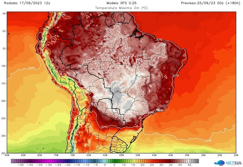 Onda de calor escaldante deve atingir Santa Catarina nesta semana – Foto: Metsul Meteorologia/Divulgação