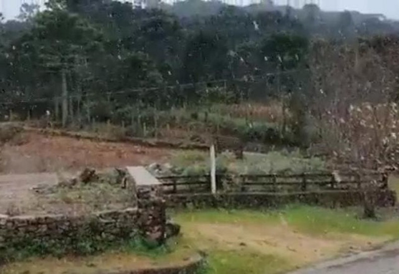 Epagri/Ciram conformiu o registro de neve no Estado nesta segunda-feira (28) — Foto: Reprodução/ Redes sociais